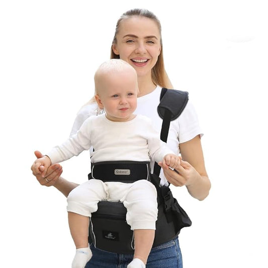 Baby Hip Seat Carrier Baby Waist Stool for Child Infant Toddler with Adjustable Strap Buckle Pocket Soft Inner Huge Storage (Black)-CubbioJoy