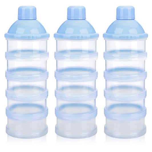 Accmor Formula Dispenser On The Go, 5 Compartments Stackable Formula Container for Travel, Baby Milk Powder Kids Snack Container, BPA Free-CubbioJoy