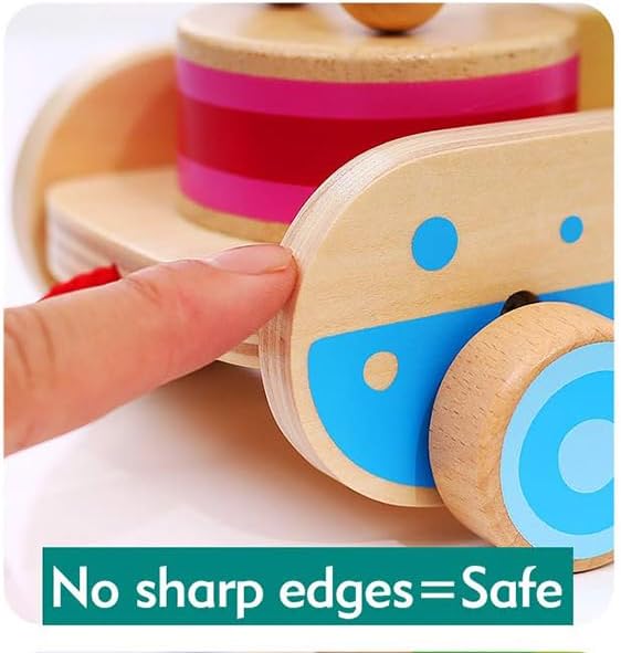 Baby Gift Wooden Toddler Pull Toy, Crocodile Drum Tapping Children's Toy, Baby dragging and Learning to Walk, Rope Traction Rope Crawling for Toddlers Ages 1+-CubbioJoy