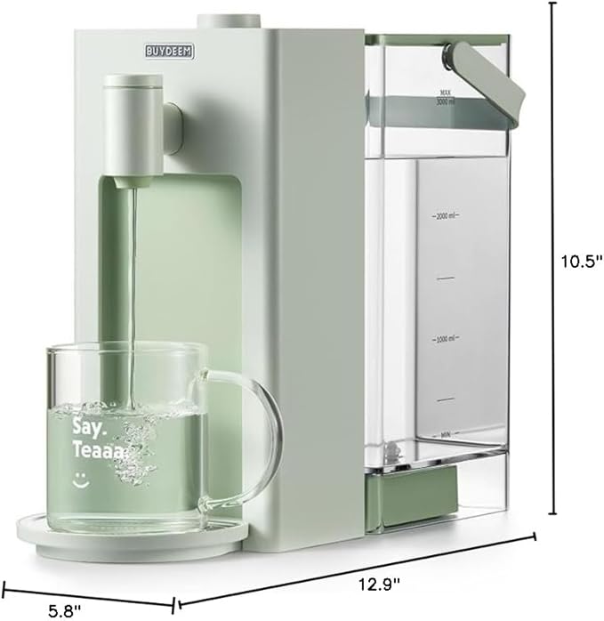 BUYDEEM S9013 Instant Hot Water Dispenser, Countertop Water Boiler & Warmer for Tea, Coffee and Baby Formula, Adjustable 8 Temperatures & 5 Water Outputs, 3L Water Tank(102oz), Green-CubbioJoy