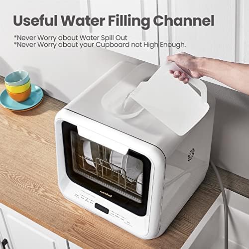 COMFEE' Portable Mini Dishwasher Countertop with 5L Built-in Water Tank for Apartments& RVs, No Hookup Needed, 6 Programs, 360° Dual Spray, 162℉ High-Temp& Air-Dry Function-CubbioJoy