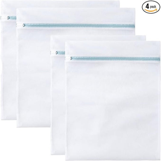 4 Pcs Large Mesh Laundry Bags for Delicates Intimates Lingerie with Zipper 2 Pcs 20” x 24”, 2 Pcs 24” x 24”-CubbioJoy