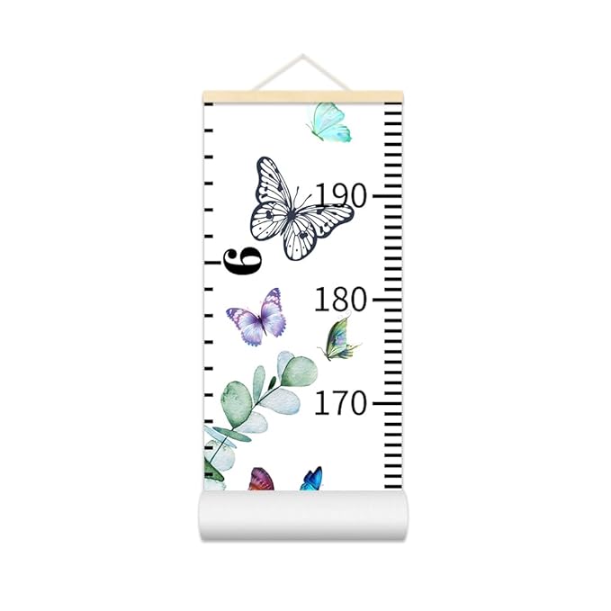 Baby Growth Chart for Wall - Height Chart for Kids Nursery Decor Wall Hanging Measurement Ruler Toddler Room Decor Play Room Essentials Birthday Christmas Gifts for Boys Girls 79"X7.9" (Butterfly)-CubbioJoy