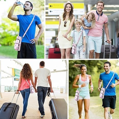 Betsey Johnson Insulated Water Bottle Pouch Holder Carrier Crossbag with Adjustable Shoulder Strap - Lightweight Polyester Accessories with Pockets Good for Hiking Sports-CubbioJoy