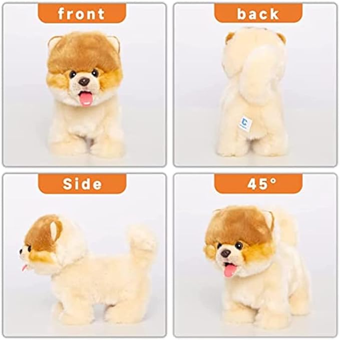 CU-MATE Plush Interactive Pomeranian Dog-Realistic Puppy Electronic Toy Dog with Walking/Barking/Wagging Tail/Talking- Robotic Pet Toy Present for Toddler Girls Boys-CubbioJoy