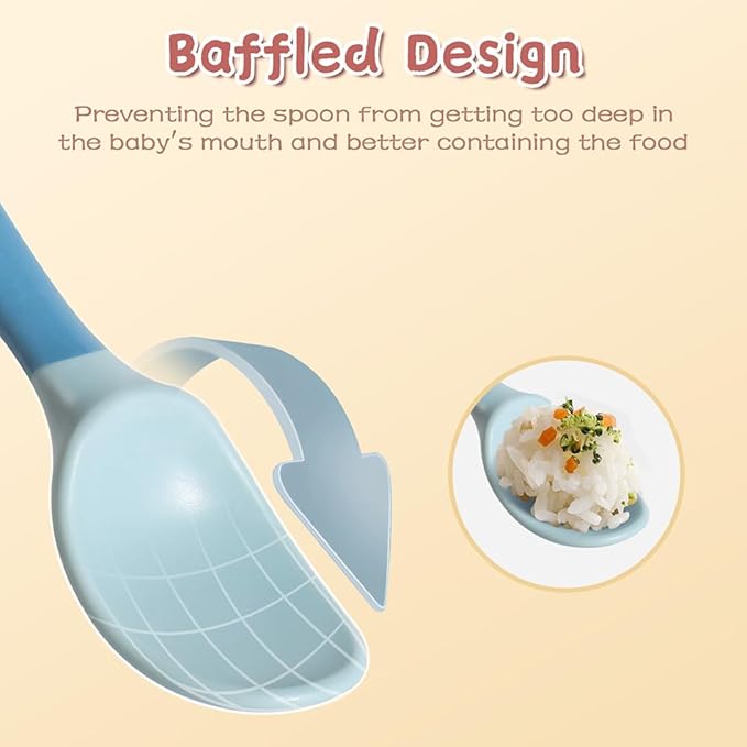 Baby Utensils Spoons and Forks Set Bendable Self-Feeding Silverware for Toddler Children with Travel Case Gum Friendly Food Grade (Yellow+Green, 2 Set)-CubbioJoy