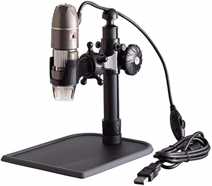 Amscope UBW500X0200M Digital 2MP USB Microscope, 5X-500X Magnification, 4X 3D Digital Zoom, Built-In Eight LED Light Source, Table Stand, Includes Software CD-CubbioJoy
