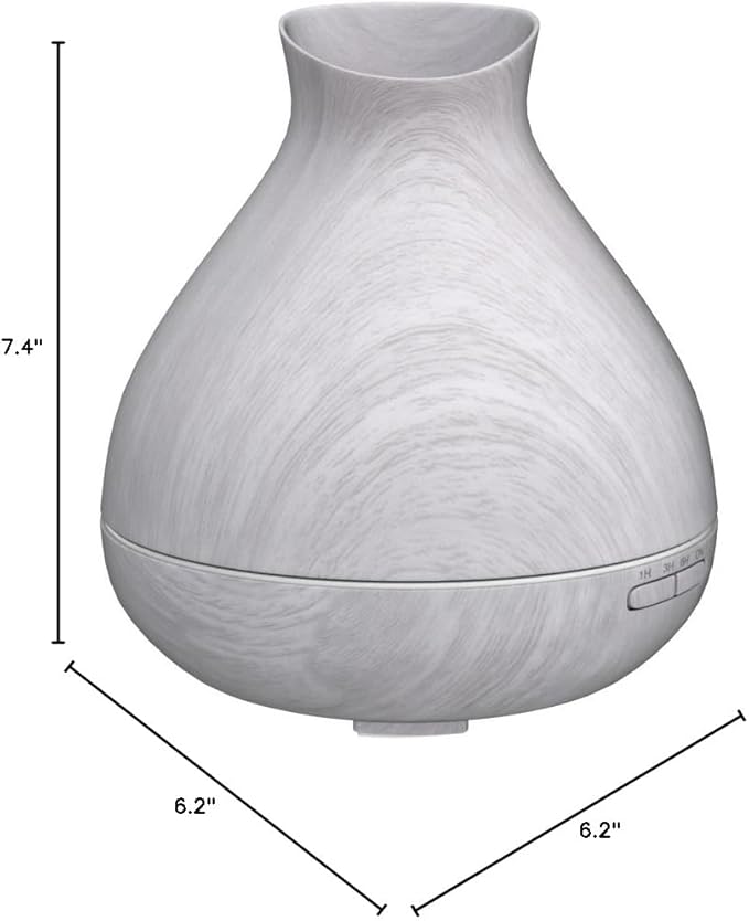 BZseed Aromatherapy Essential Oil Diffuser 550ml 12 Hours White Wood Grain Aroma Diffuser with Timer for Large Room, Home, Baby Bedroom, Waterless Auto Shut-Off, 7 Colors Lights Changing-CubbioJoy