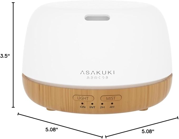 ASAKUKI Essential Oil Diffuser, 300ml Ultrasonic Aromatherapy Oil Humidifier with 7 Colors Lights 2 Mist Mode for Home-CubbioJoy