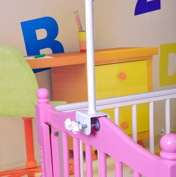 CdyBox Crib Canopy Holder Universal Metal Adjustable Clip-On Stand Bracket for Crib Cot Bed Mosquito Net(White, Stand only)-CubbioJoy
