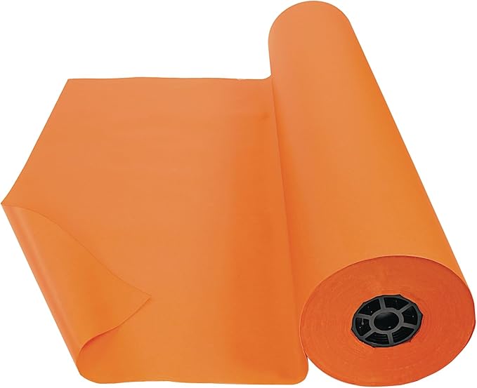 Colorations Arts and Crafts Paper Roll - Orange, Dual Surface, Finger Paints, Painting, Watercolors, Acrylic Paints, Wall Art, Bulletin Board Paper, Kids Crafts (Item # DSOR), 36" x 1000' (1 Roll)-CubbioJoy