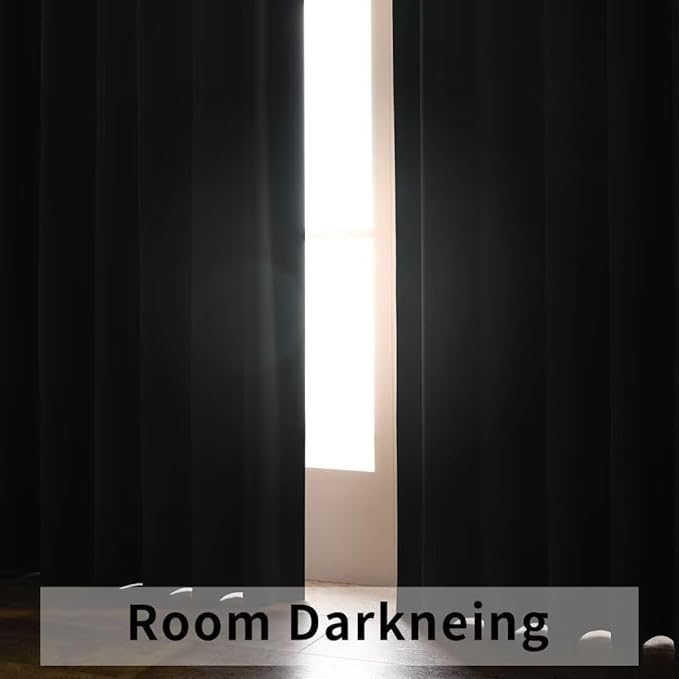 Joydeco 72 Inch Blackout Curtains for Bedroom, Thermal Insulated Black Out Curtains, Room Darkening Drapes for Living Room Window Rod Pocket Back Tab (W52 x L72 Inch, Chocolate)-CubbioJoy