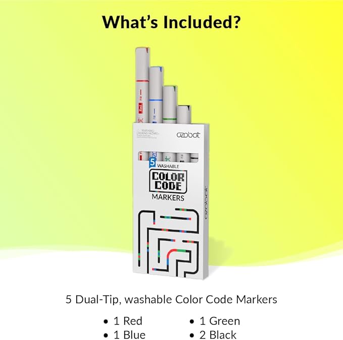 Color Coding Markers: Color Variety for Creative STEM Education, Ideal for Classroom & Home, Enhances Problem-Solving & Critical Thinking Skills, Suitable for Ages 6+, Dual-Sided, 5-Pack-CubbioJoy