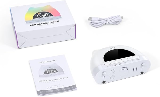 Kids Alarm Clock, OK to Wake Clock for Kids, Cat Clock with 11 Colors Night Light, 10 Soothing Sounds, Child Lock, Dual Alarms, Sleep Training, Birthday Gift for Boy Girls Children-CubbioJoy