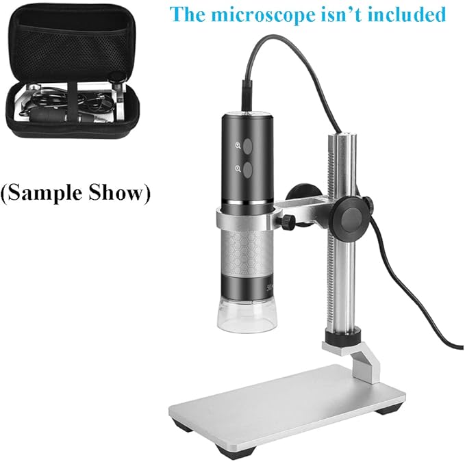 Aluminum Alloy Microscope Stand Holder for USB Digital Microscope, Cainda Stable Metal Stand Bracket with Portable Carrying Case, Support Adjusted Up and Down Easy to Focus-CubbioJoy