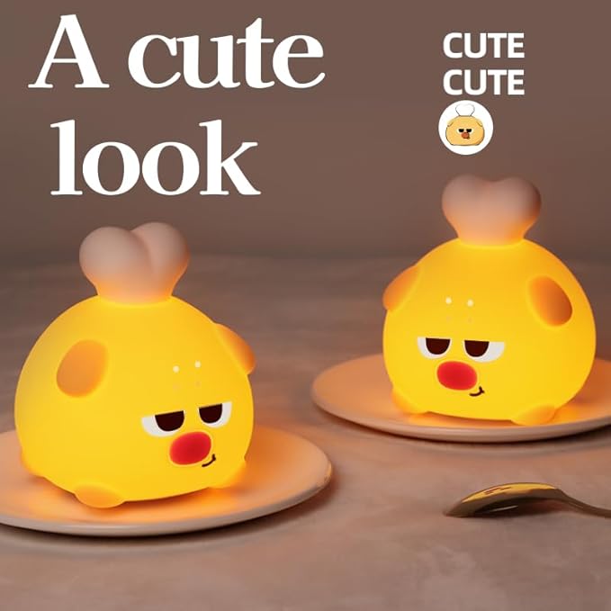 ATSUI Cute LED Night Light for Kids, Squishy Dog Design, 3 Level Dimmable, Food Grade Silicone Construction-CubbioJoy