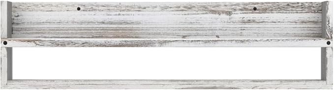 Brightmaison Polynez 30" Floating Shelves for Wall Decor, Kids Bookshelf, Nursery Book Shelves, Multiuse Shelf Set of 2 Wood Burnt White-CubbioJoy