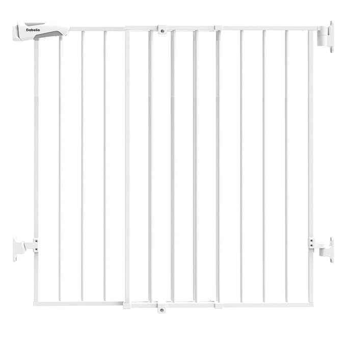 Babelio 34" Extra Tall Baby/Dog Gate with No Threshold Design Walk Thru Door, 26-43" Auto Close Safety Gate for Babies, Elders and Pets, Fits Doorways, Stairs, and Entryways, White-CubbioJoy