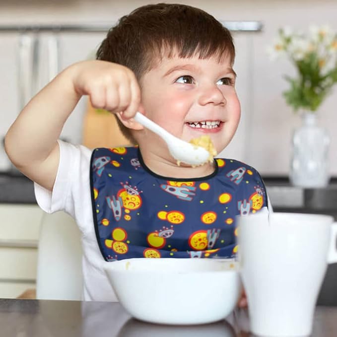 Baby bibs Waterproof Toddler bib - Feeding bib with Pocket for Infant Boy Girl Washable 6-36M-CubbioJoy