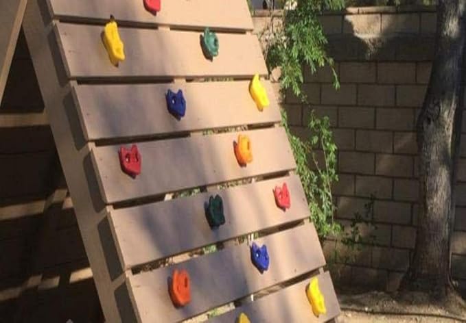 25 Pcs Colourful Pig Nose Shape Rock Climbing Holds with Blue & Green Auxiliary Handles, Indoor Outdoor Playground Wooden Play Set Build Exercise Toy Accessory - Mounting Hardware Kit Included-CubbioJoy