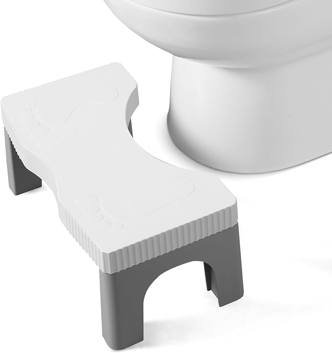 7” Toilet Potty Stool - Proper Posture Squatting Poop Step for Adults, Anti-Slip Lightweight Bathroom Potty Stools for Toilet, Stable & Durable Design, Easy to Clean (1, Grey)-CubbioJoy