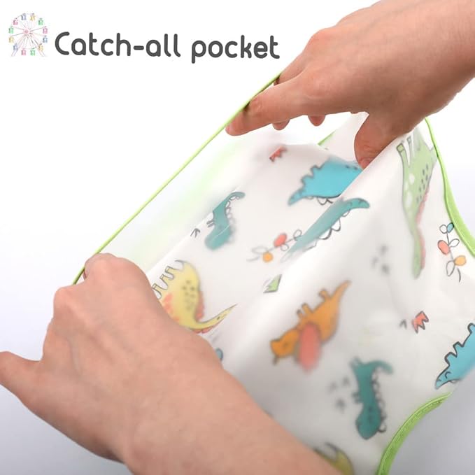 Baby bibs Waterproof Toddler bib - Feeding bib with Pocket for Infant Boy Girl Washable 6-36M-CubbioJoy
