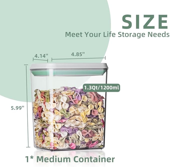 Ankou Pop Airtight Food Storage Containers with Lids- 3 Pcs Stackable One Button Opening Food Containers, Kitchen Pantry Storage Containers for Snacks Candy Salt Herbs Spices BPA-Free (1.2 QT * 3)-CubbioJoy