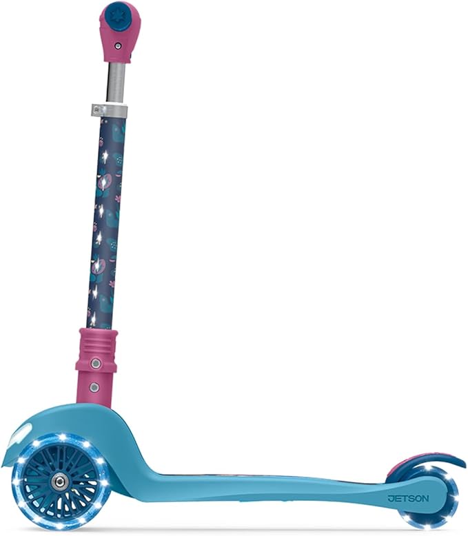 Jetson Character Kids Kick Scooter, LED Lights on Stem & Light-Up Wheels, Lightweight Frame, Height-Adjustable Handlebar, Lean-to-Steer System, Easy-Fold Mechanism-CubbioJoy
