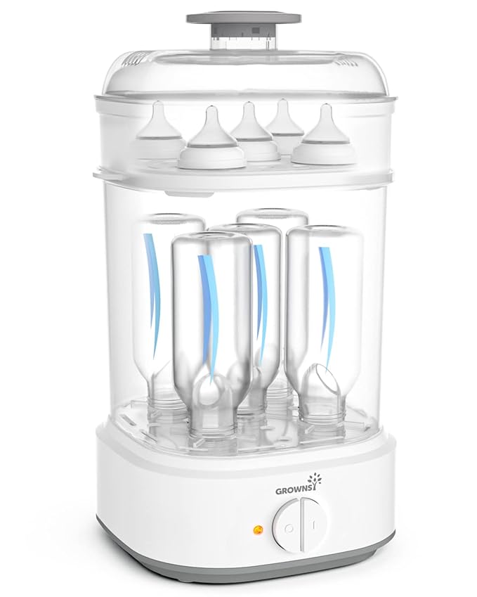 Bottle Sterilizer, Baby Bottle Steam Sterilizer, Electric Baby Bottle Sanitizer with Timer for Baby Bottles, Pacifiers, Pump Parts-CubbioJoy
