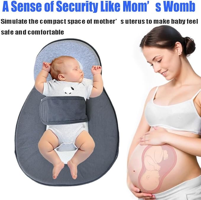 Baby Wedge Pillow for Newborn, Baby Lounger Pillow, Acid Reflux Breastfeeding Pillow for Reducing Spit-Up, with Safety Strap-CubbioJoy