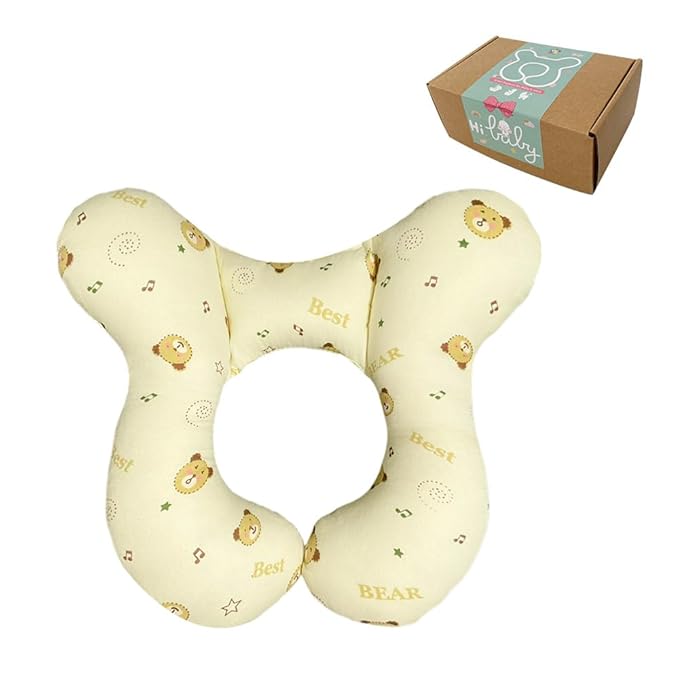 Baby Head Rest Pillow for Stroller Cartoon Neck Chin Support Pillows for Infants Toddler Neck Protection Cushion for Travelling, Music Bear-CubbioJoy
