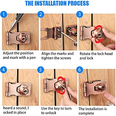 2 Packs Keyed Hasp Locks Twist Knob Keyed Locking Hasp for Small Doors, Cabinets and More,Stainless Steel Steel, Hasp Lock Catch Latch Safety Lock Door Lock with Keys (3inch, Copper)-CubbioJoy