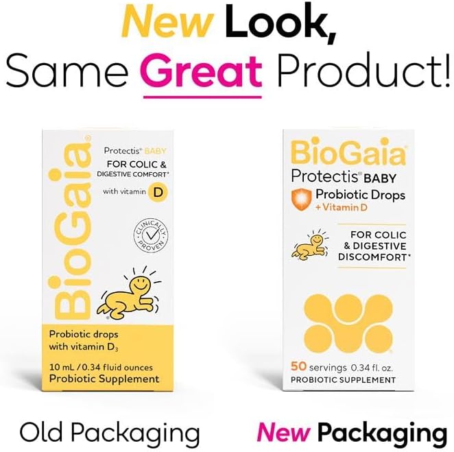 BioGaia Protectis Baby Probiotic Drops | Colic & Gas Relief + Vitamin D | Safe for Newborns | Ease Crying, Fussing, Colic, Gas, Spit-ups & Constipation | No Dairy, Soy & Gluten | 50 Day Supply | 10mL-CubbioJoy