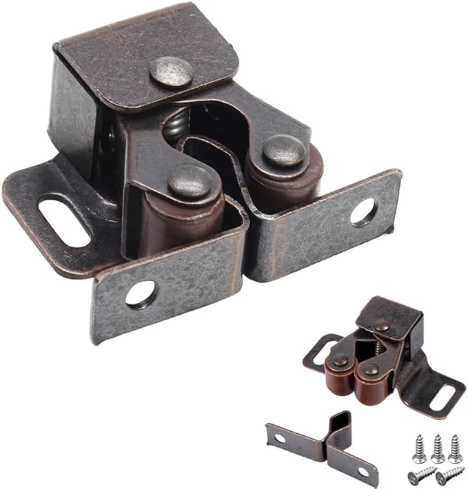 6 Pack Cabinet Latch - Double Roller Catch Hardware for Cupboard Closet Kitchen Cabinet Door Latches and RV Cabinet,Bronze-CubbioJoy