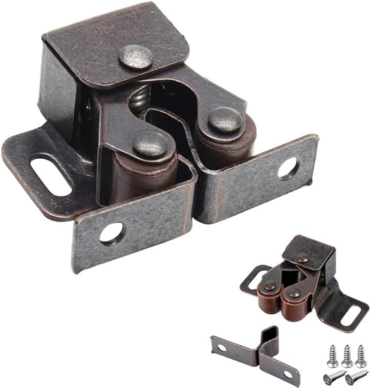 6 Pack Cabinet Latch - Double Roller Catch Hardware for Cupboard Closet Kitchen Cabinet Door Latches and RV Cabinet,Bronze-CubbioJoy