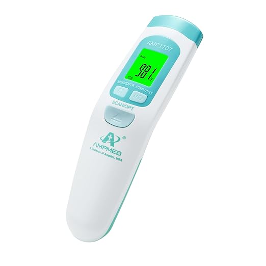 Amplim Non-Contact Forehead Thermometer & Case for Adults, Kids, Baby, FDA Cleared, Medical Grade, Touchless Infrared, 1-Sec Reading, Fever Alarm, Memory Recall, Quiet Mode, (White)-CubbioJoy