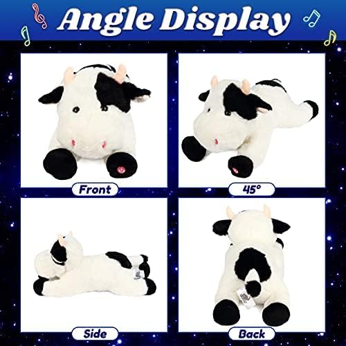Cuteoy Glowing LED Cow Light-up Nightlight Toys Musical Plush Stuffed Animal Soft Singing Lullabies Birthday Christmas Plushies Gifts for Kids Boys Girls,15.5"-CubbioJoy