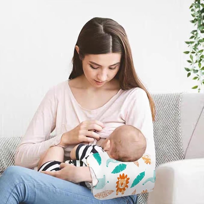 Cozy Cradle Pillow, Cozy Cradle Arm Pillow, Baby Nursing Pillow Head Support Pillow for Breastfeeding Bottle Feeding (Deer Elephants)-CubbioJoy