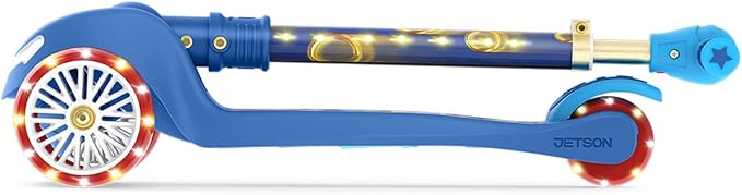 Jetson Character Kids Kick Scooter, LED Lights on Stem & Light-Up Wheels, Lightweight Frame, Height-Adjustable Handlebar, Lean-to-Steer System, Easy-Fold Mechanism-CubbioJoy