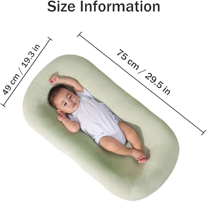 Baby Lounger Pillow Soft Organic Cotton Breathable Infant Lounger for Home and Travel (Green)-CubbioJoy