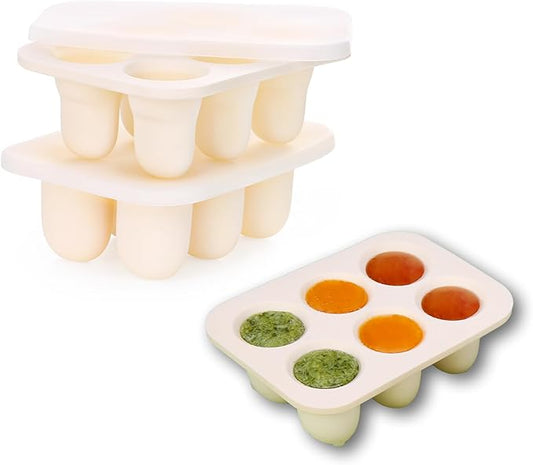Baby Food Freezer Tray with Lid 2 Pack, Silicone Breastmilk Popsicle Mold, Baby Food Storage Container, Ice Cube Maker for Homemade Baby Meals (Carnation)-CubbioJoy
