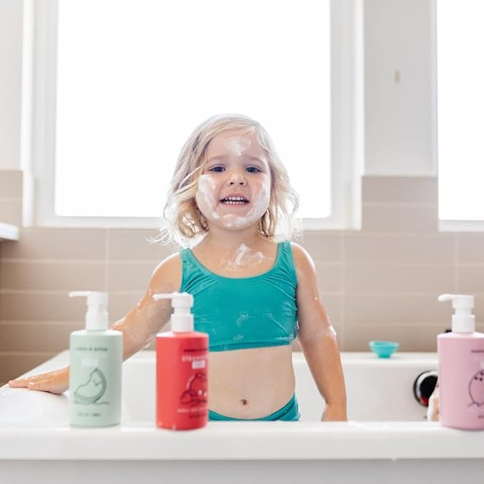 Dabble & Dollop Honeydew Melon + Vanilla Body Wash & Shampoo – 3-in-1 Natural Bubble Bath for Kids, Made in USA, No Parabens or Sulfates, Vegan, Gluten-Free, Tear-Free (2-Pack)-CubbioJoy