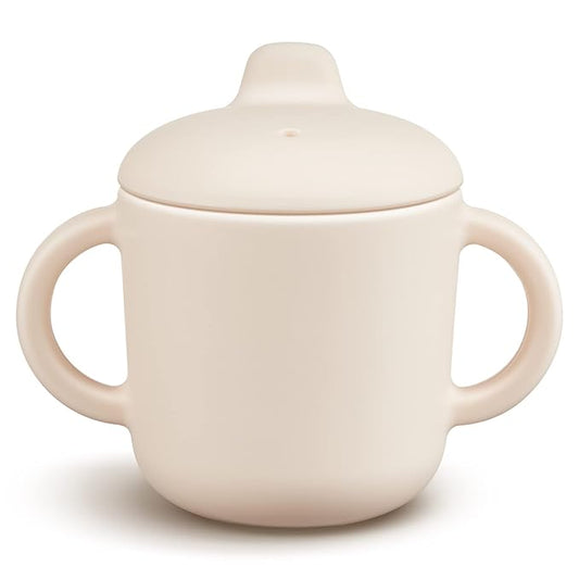 6 Months+ Sippy Cups with Handles,Small Silicone Sippy Cups Leak Proof 5oz,No Spill Sippy cups for Toddlers (Milk)-CubbioJoy