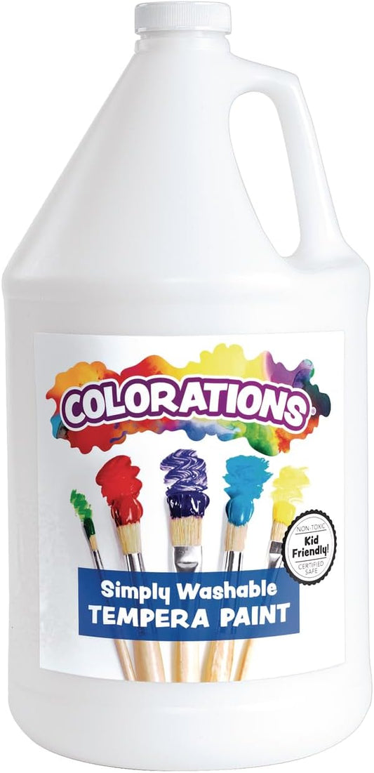 Colorations Paraben-Free Washable Tempera Paint for Kids - 1 Gallon Value Size. Vibrant White. Non-Toxic and Made in The USA-CubbioJoy