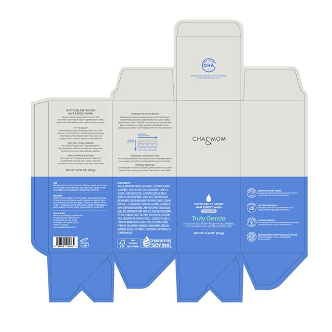 Cha&Mom Head-to-toe Korean Baby Skincare - Hypoallergenic, Plant Based, and Natural Hair & Body Wash, 10.58oz-CubbioJoy