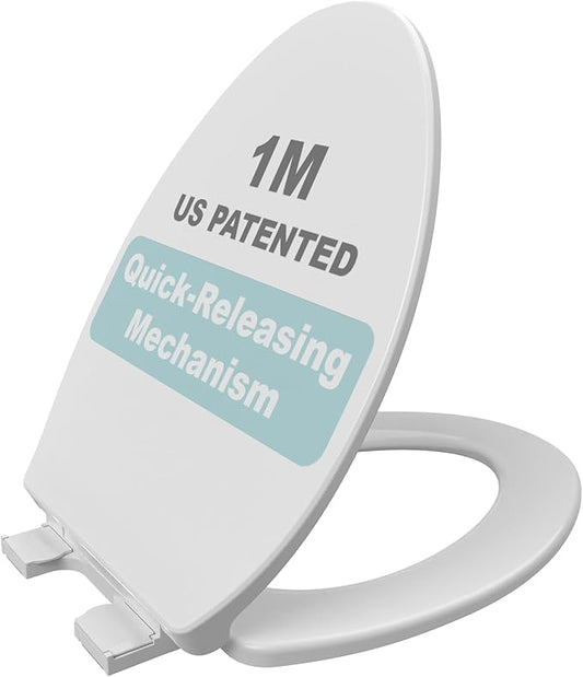 1M Soft Close Toilet Seat Elongated, Patented Quick Releasing for Easy Cleaning, Anti-Wiggling Design, Easy Installation-CubbioJoy