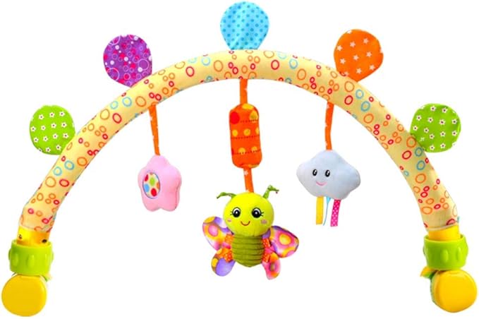 Caterbee Travel Arch Bassinet Toys for Infant & Toddlers, Baby Crib Stroller Accessory & Pram Activity Bar Toy for Senses and Motor Skills Development Indoor and Outdoor-CubbioJoy
