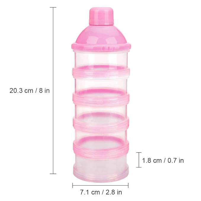 Accmor Formula Dispenser On The Go, 5 Compartments Stackable Formula Container for Travel, Baby Milk Powder Kids Snack Container, BPA Free-CubbioJoy