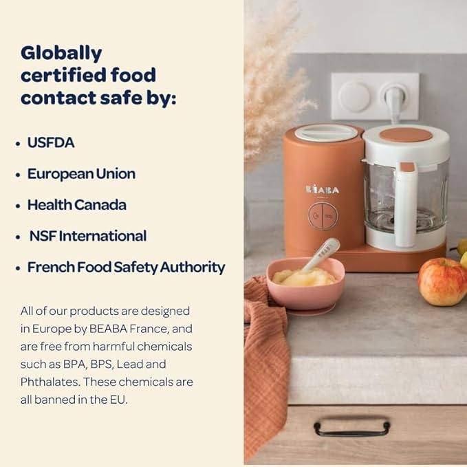 BEABA Babycook Neo Baby Food Maker | Non-Toxic Glass & Stainless Steel | Trusted by Celebrity Moms | Sustainable Baby Food Processor | Global Leader| 34 Servings in 20 Mins-CubbioJoy