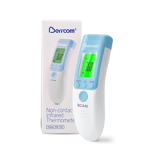 Berrcom Forehead Thermometer for Adults and Kids, Non-Contact Infrared Digital Thermometers for Fever, Room, and Object, Touchless Temperature Gun with Fever Alert-CubbioJoy
